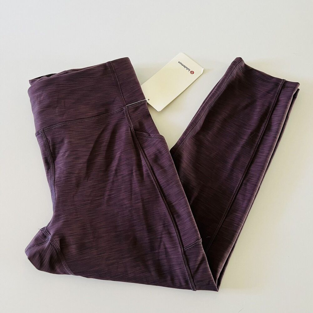 LULULEMON ATHLETICA Heathered Currant Invigorating HR Crop 23" Leggings - US 10